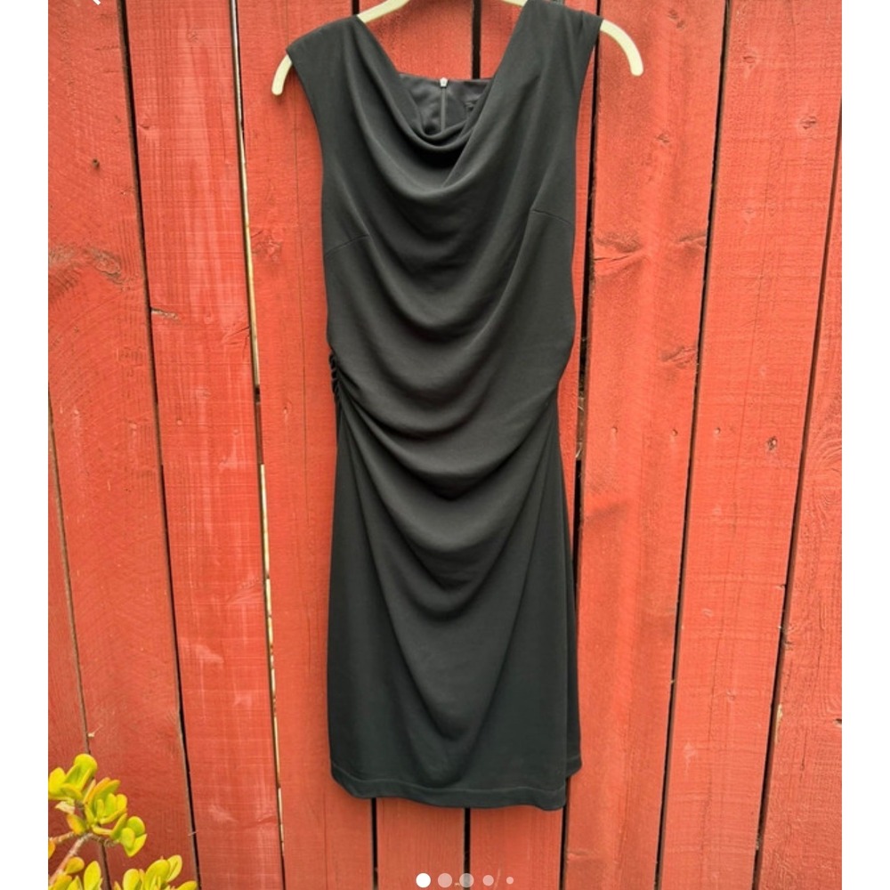 David Meister Women's Size 10 Black Ruched Cowl Neck Sleeveless Sheath Dress